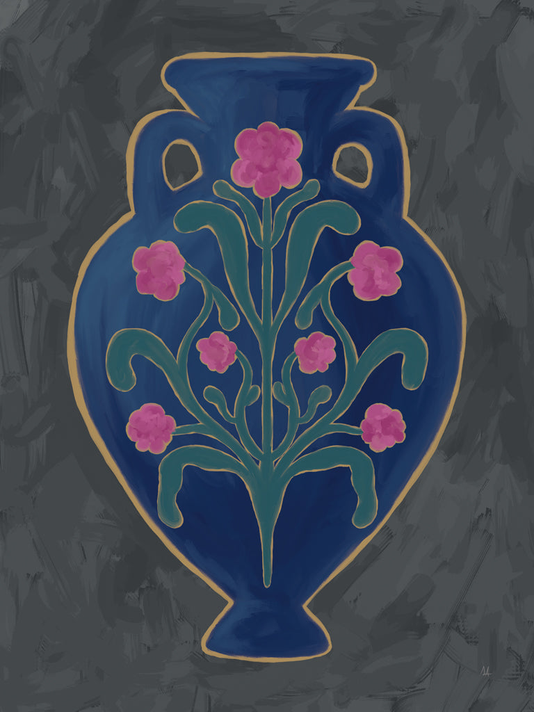 Reproduction of Folk Style Vessel Moody Jewels I by Sarah Adams - Wall Decor Art