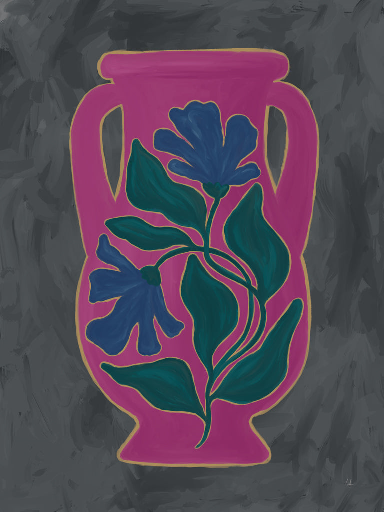 Reproduction of Modern Floral Vase Moody Jewels II by Sarah Adams - Wall Decor Art