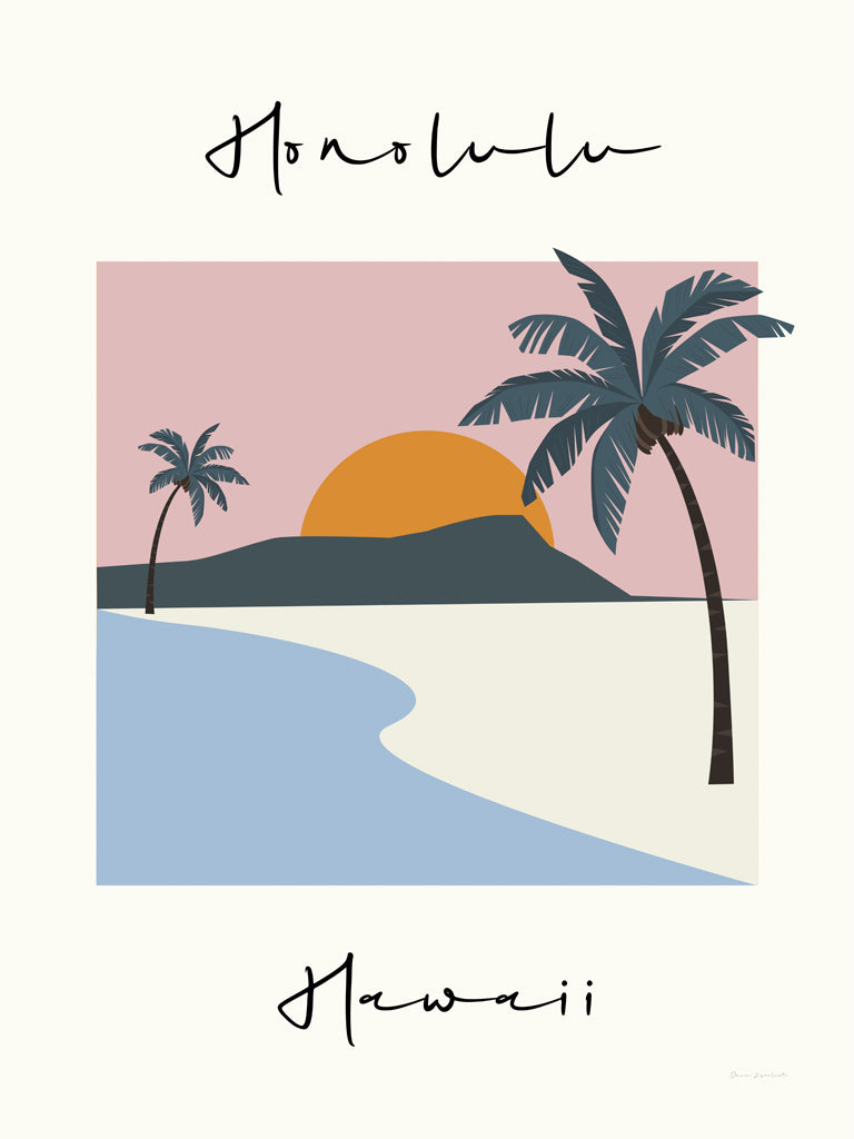Reproduction of Honolulu Retro Vibe by Omar Escalante - Wall Decor Art