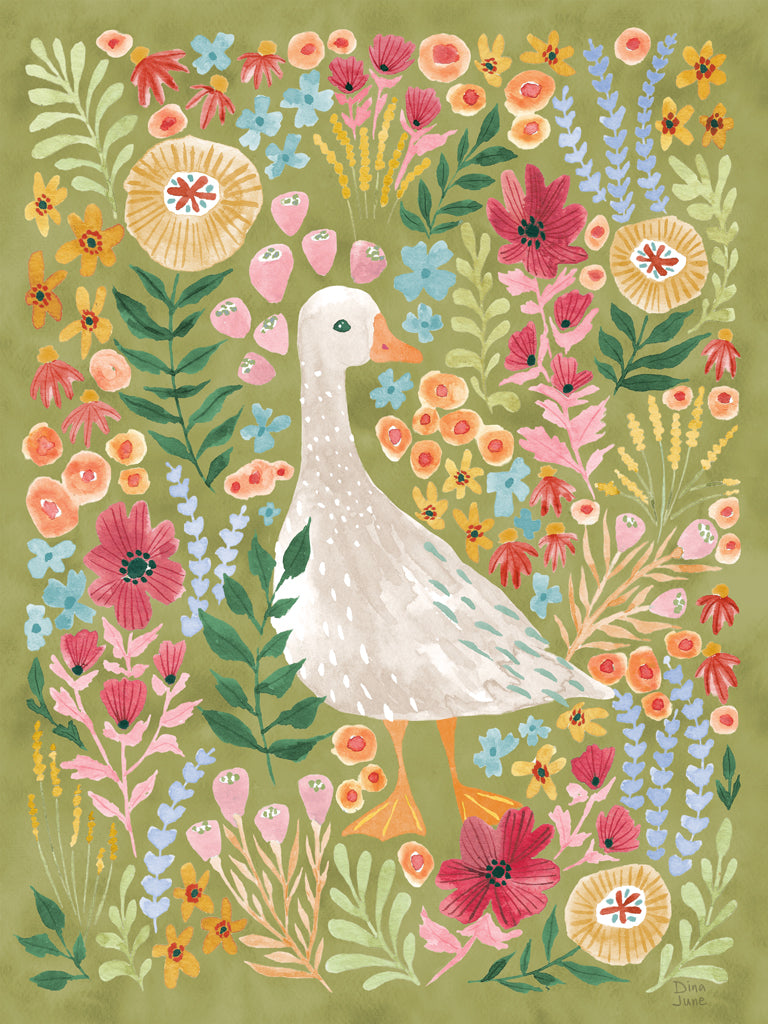 Reproduction of Feathered and Floral I by Dina June - Wall Decor Art