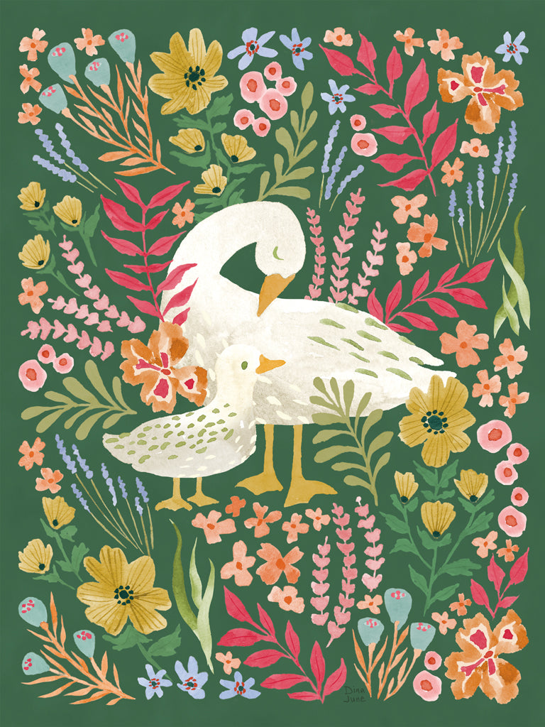 Reproduction of Feathered and Floral III by Dina June - Wall Decor Art