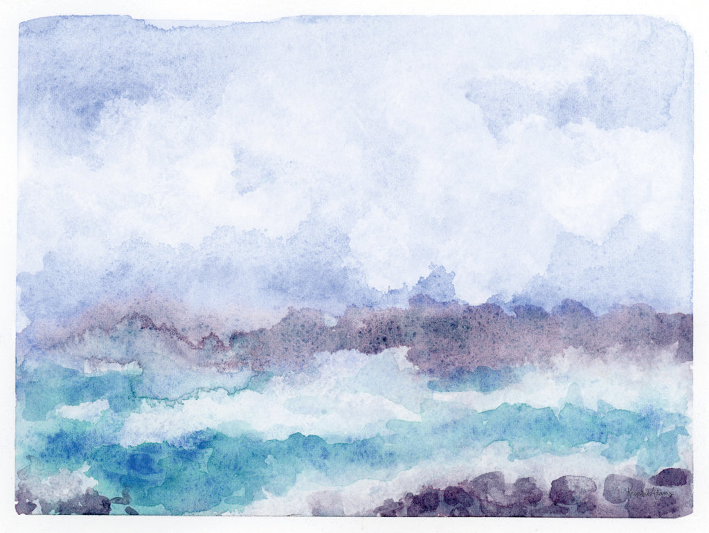 Reproduction of Waves Upon the Rocks III by Krystal Adams - Wall Decor Art