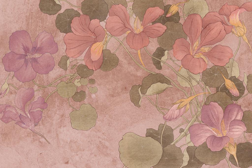 Reproduction of Rose Gold Summer Nasturtiums by Wild Apple Portfolio - Wall Decor Art