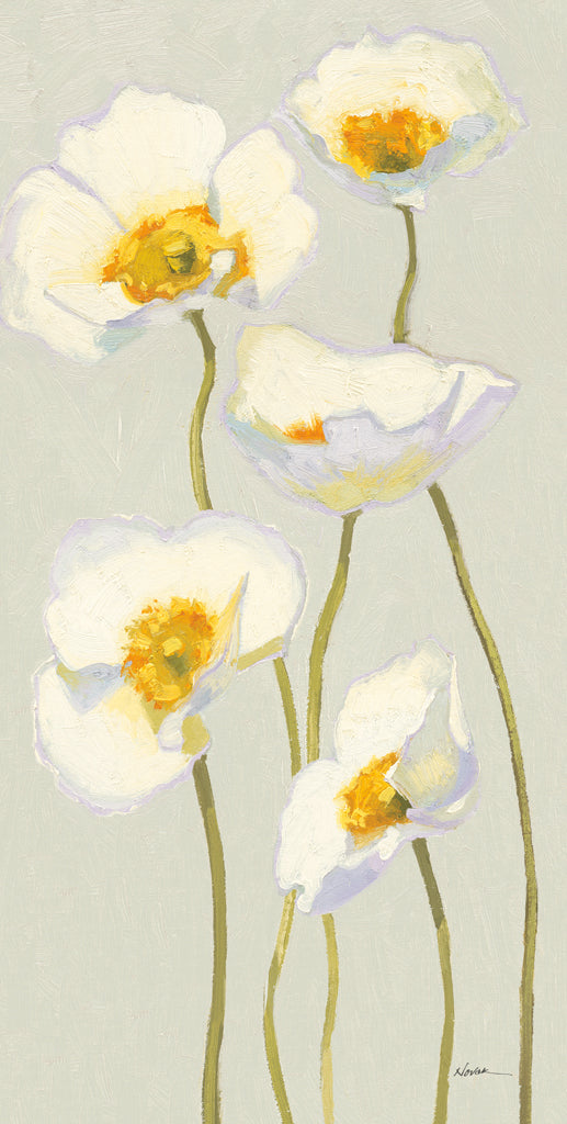 Reproduction of White on White Poppies Panel II by Shirley Novak - Wall Decor Art