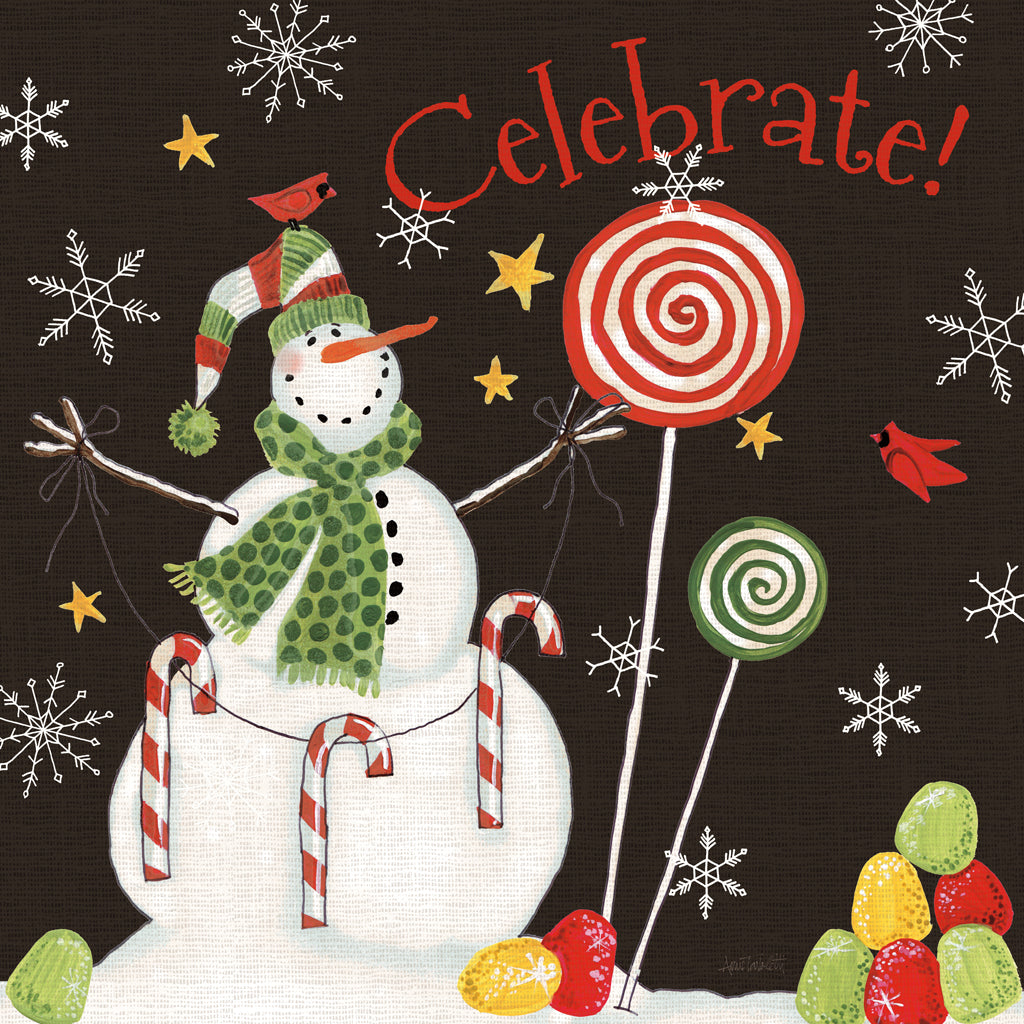 Reproduction of Sweet Snowmen I Black by Anne Tavoletti - Wall Decor Art