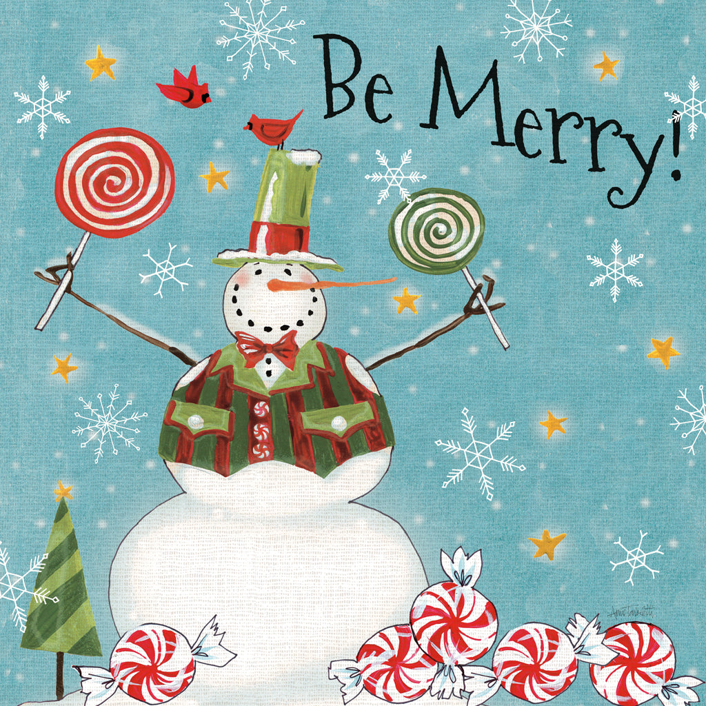 Reproduction of Sweet Snowmen IV Blue by Anne Tavoletti - Wall Decor Art