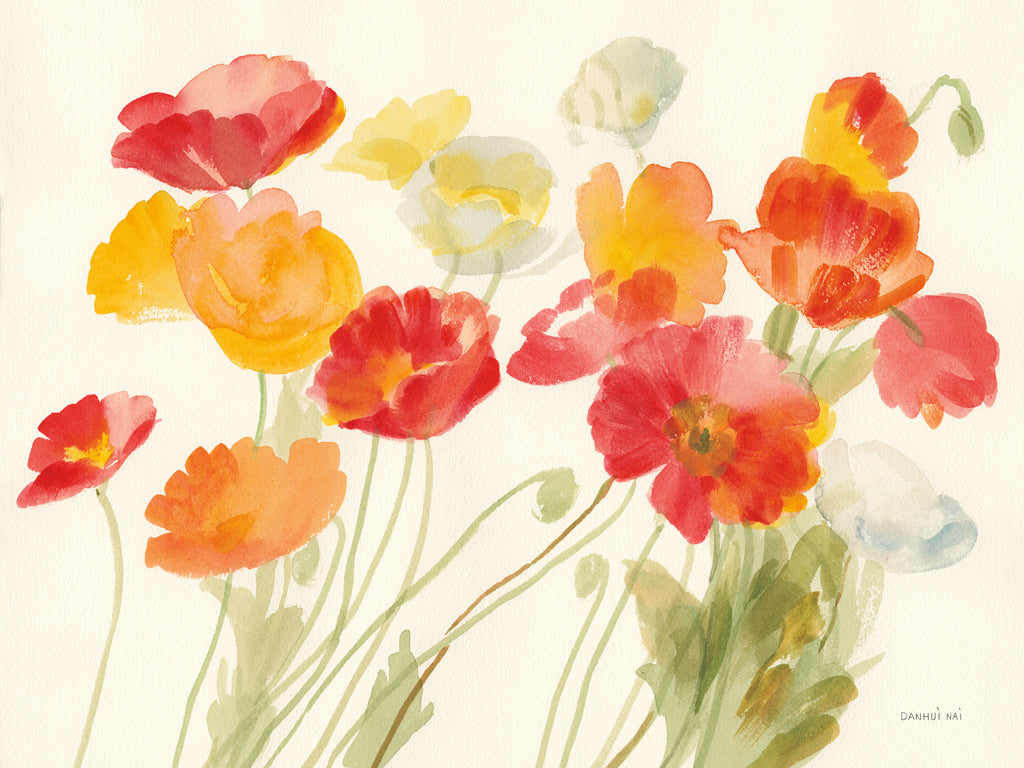 Reproduction of Bright Poppies I by Danhui Nai - Wall Decor Art