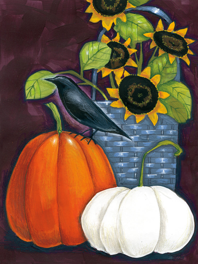 Reproduction of Crow and Pumpkin by Anne Tavoletti - Wall Decor Art
