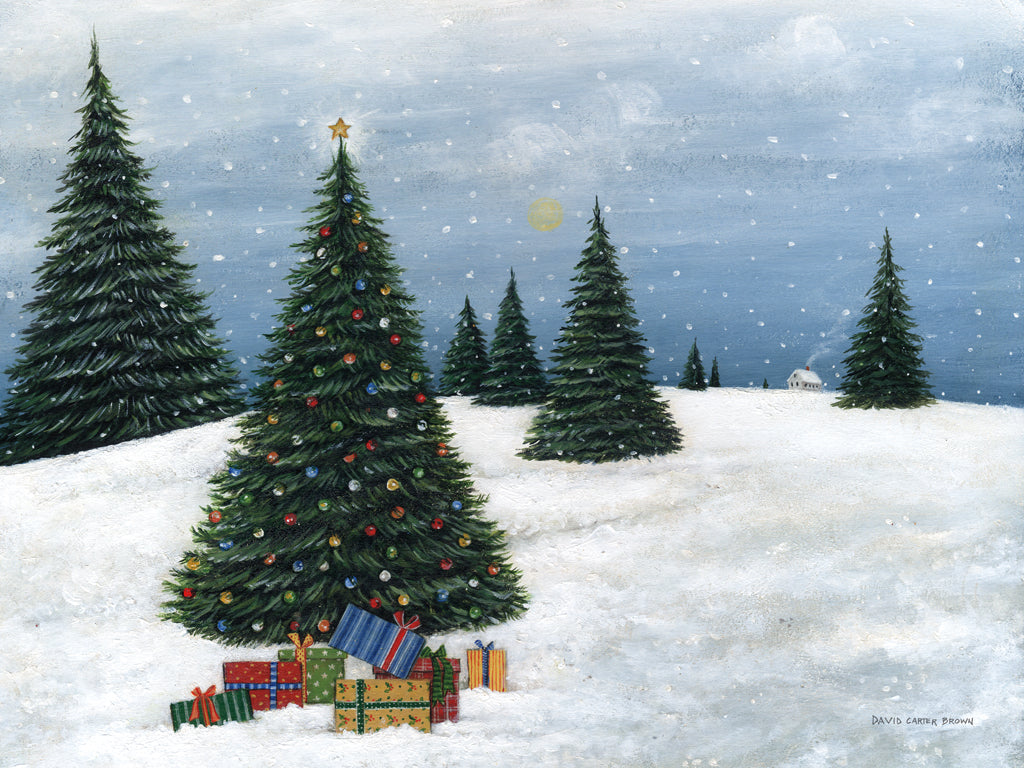 Reproduction of Deck The Halls Trees and Gifts by David Carter Brown - Wall Decor Art