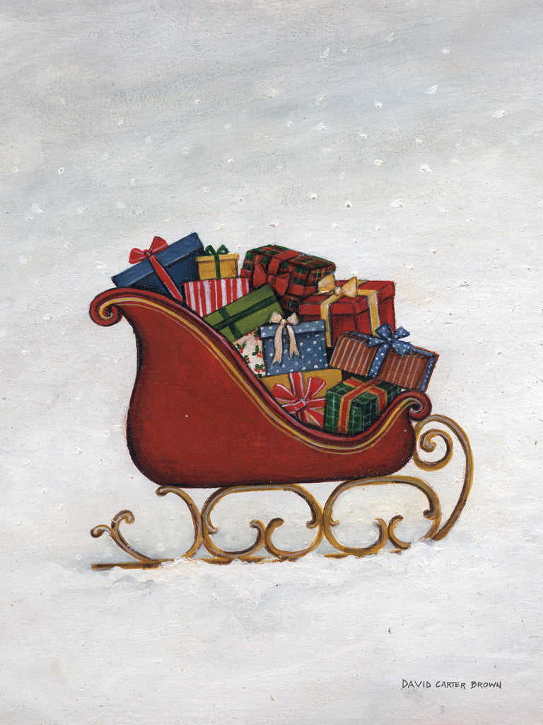 Reproduction of Deck The Halls Sleigh by David Carter Brown - Wall Decor Art