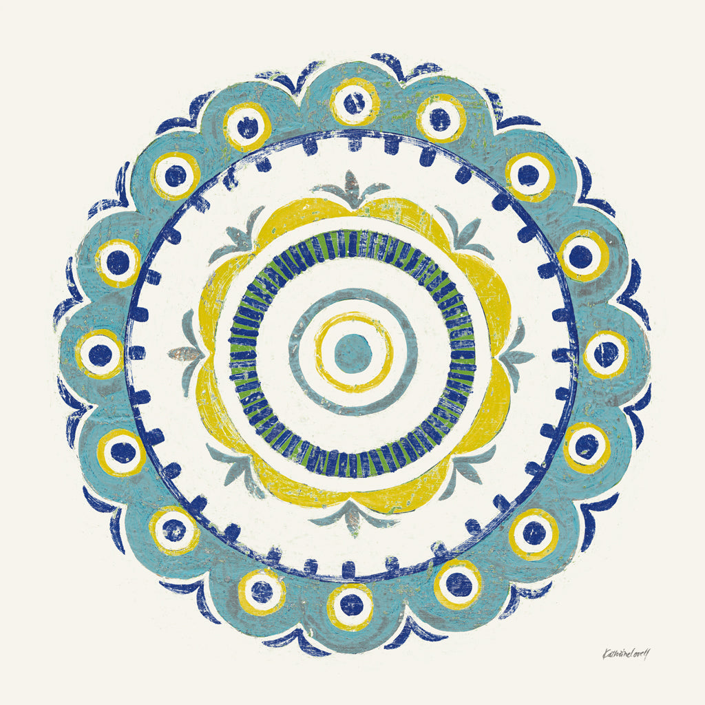 Reproduction of Lakai Circle II Blue and Yellow by Kathrine Lovell - Wall Decor Art