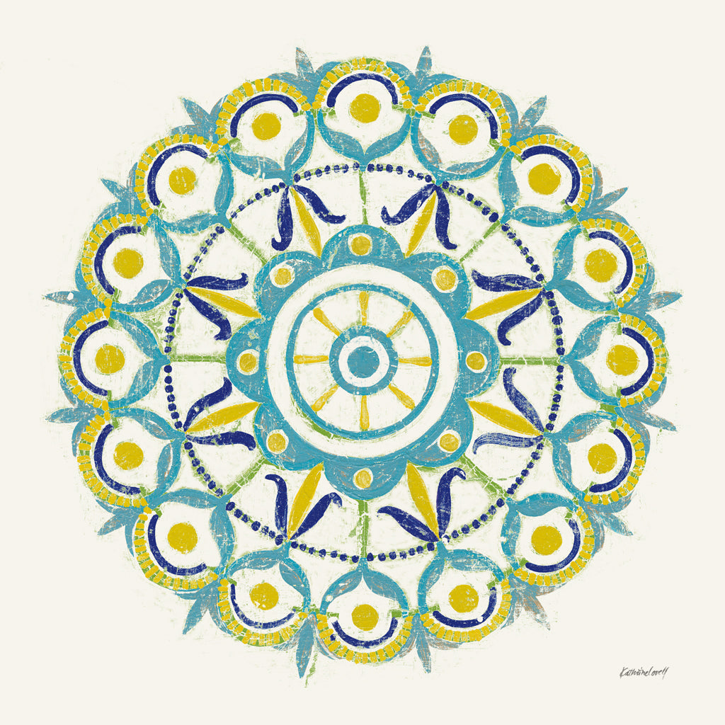 Reproduction of Lakai Circle V Blue and Yellow by Kathrine Lovell - Wall Decor Art