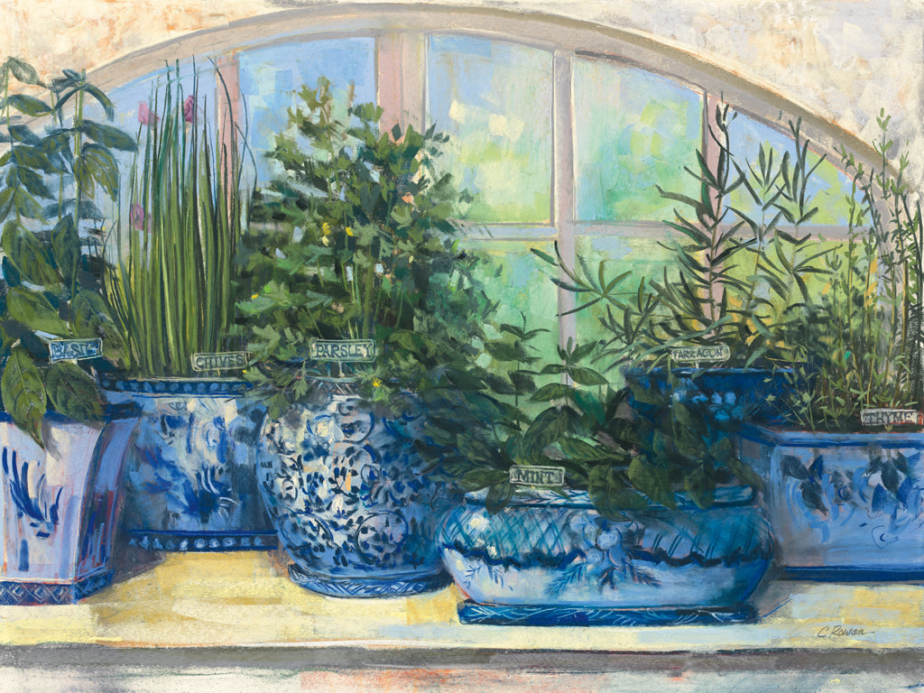 Reproduction of Windowsill Herbs by Carol Rowan - Wall Decor Art