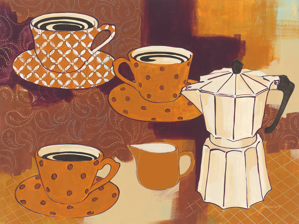 Reproduction of Brown Cups and Pot by Kathrine Lovell - Wall Decor Art