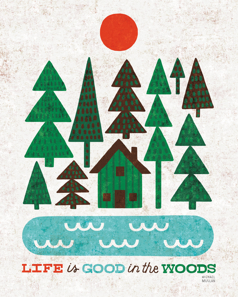 Reproduction of Happy Camper Cabin by Michael Mullan - Wall Decor Art