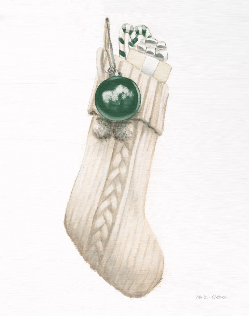 Reproduction of White Christmas Stocking Green by Marco Fabiano - Wall Decor Art