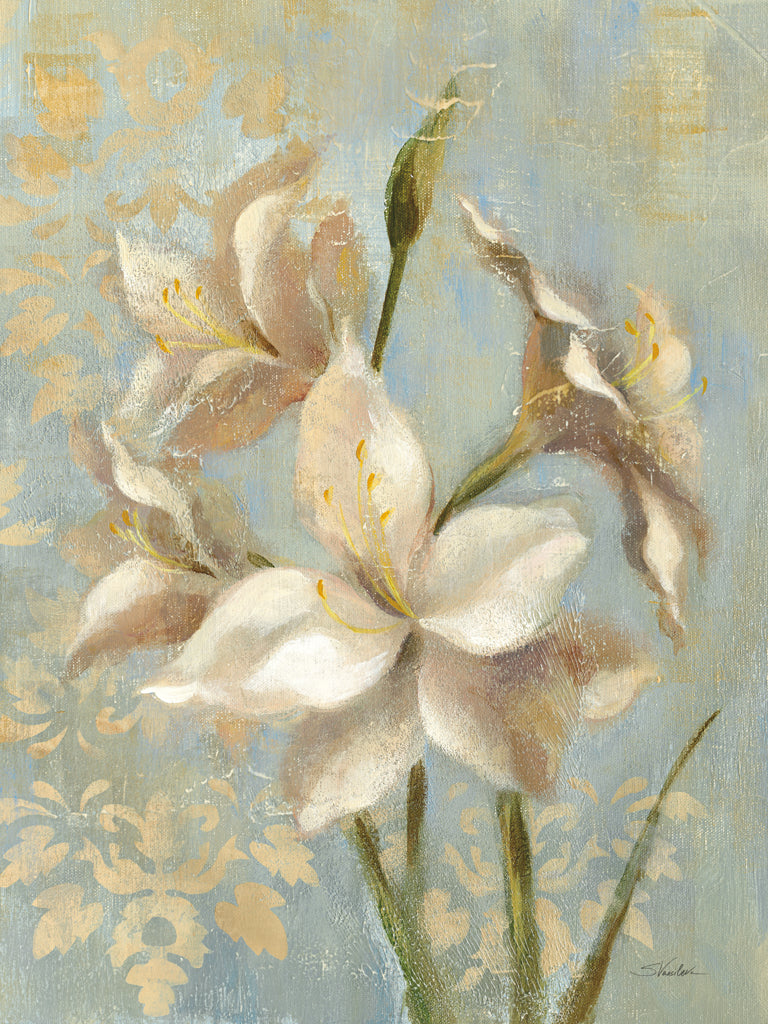 Reproduction of Amaryllis on Soft Blue by Silvia Vassileva - Wall Decor Art