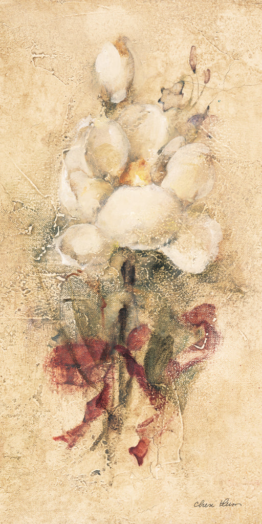 Reproduction of Magnolia with Red Ribbon by Cheri Blum - Wall Decor Art