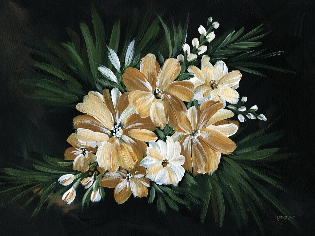 Reproduction of Moody Golden Florals by Yvette St. Amant - Wall Decor Art