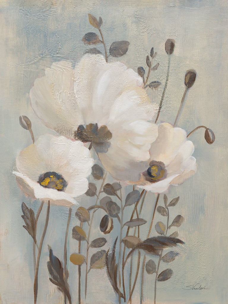 Reproduction of Poppies in Blue by Silvia Vassileva - Wall Decor Art