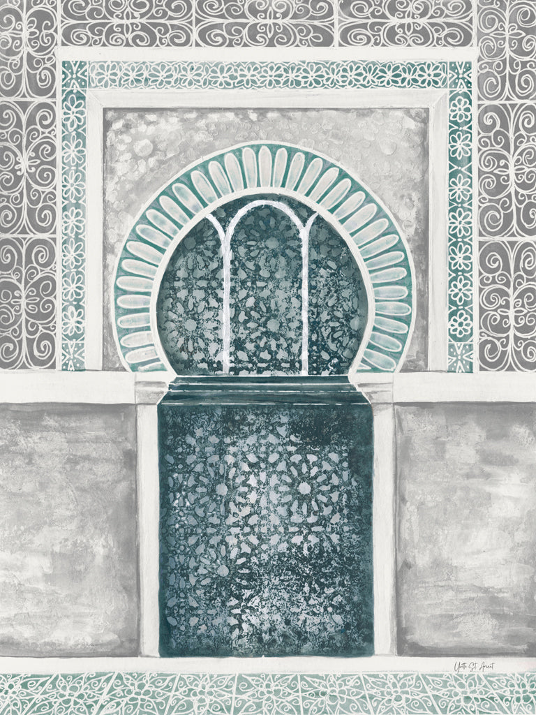 Reproduction of Moroccan Streets Tiled Alcove Green by Yvette St. Amant - Wall Decor Art