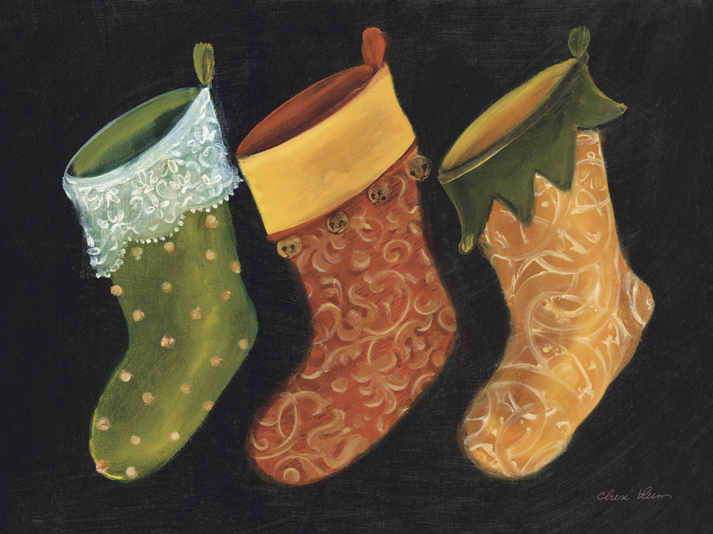 Reproduction of Three Stockings by Cheri Blum - Wall Decor Art