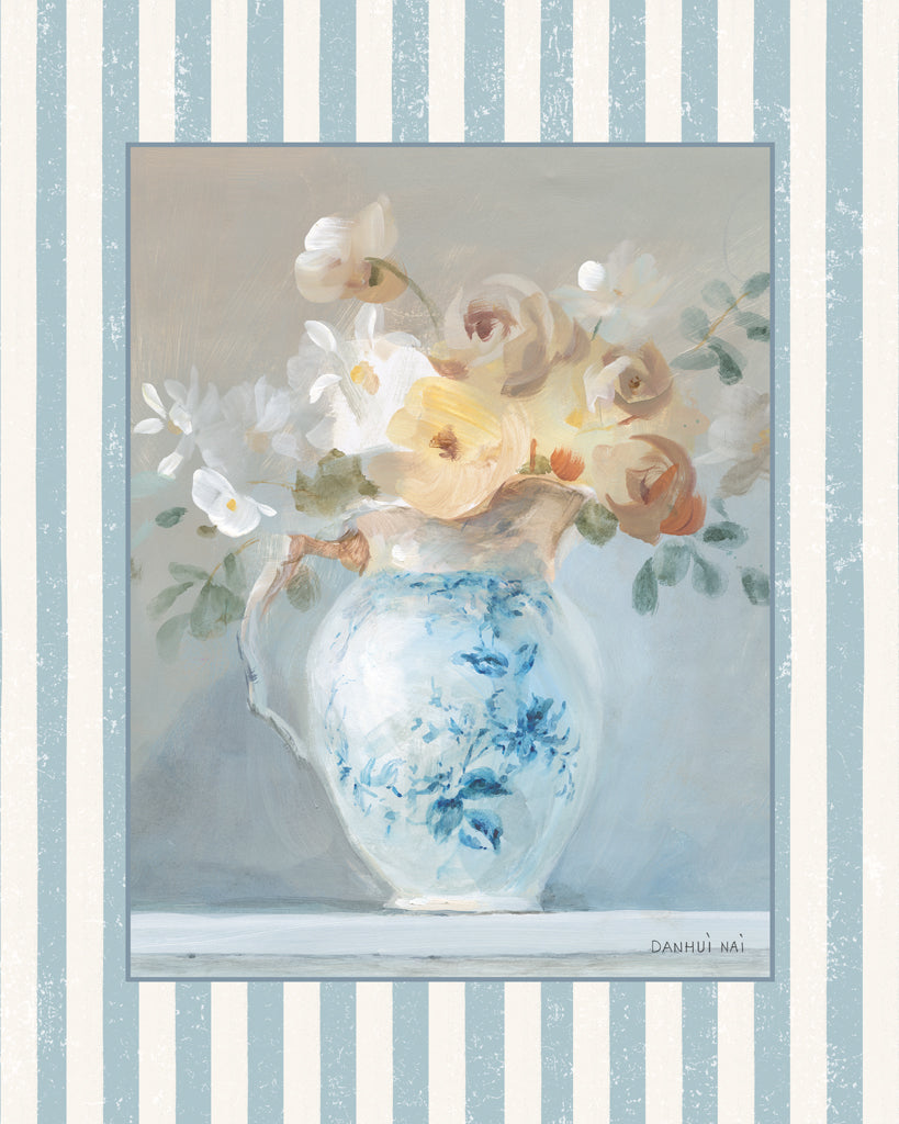 Reproduction of Heirloom Bouquet I with Stripes by Danhui Nai - Wall Decor Art