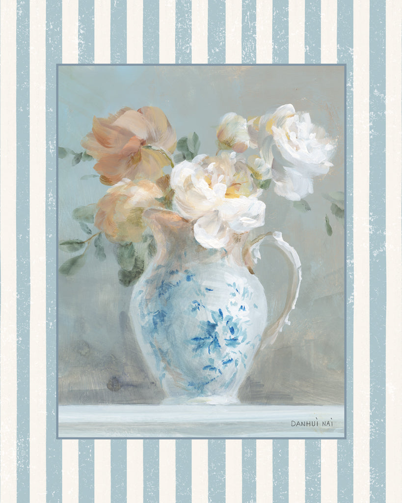 Reproduction of Heirloom Bouquet II with Stripes by Danhui Nai - Wall Decor Art