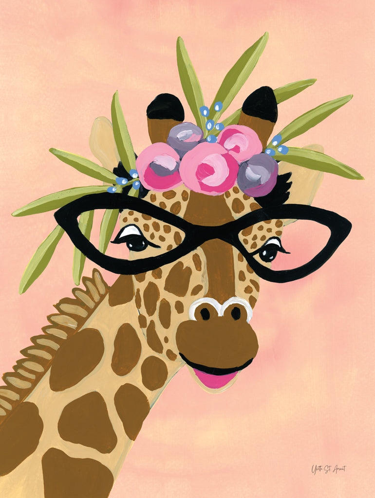 Reproduction of Quirky Giraffe by Yvette St. Amant - Wall Decor Art