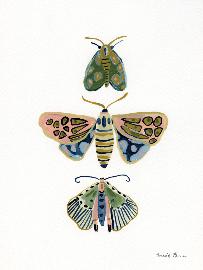 Reproduction of Pastel Moths II by Farida Zaman - Wall Decor Art