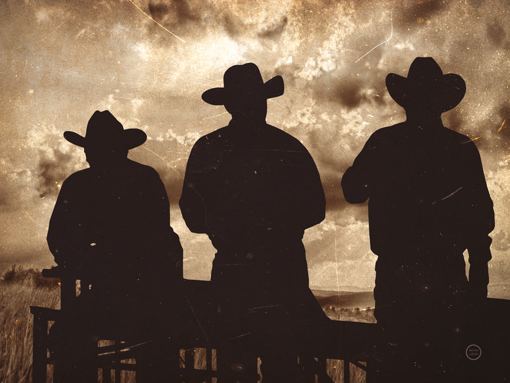Reproduction of Three Cowboys Sepia by Nathan Larson - Wall Decor Art