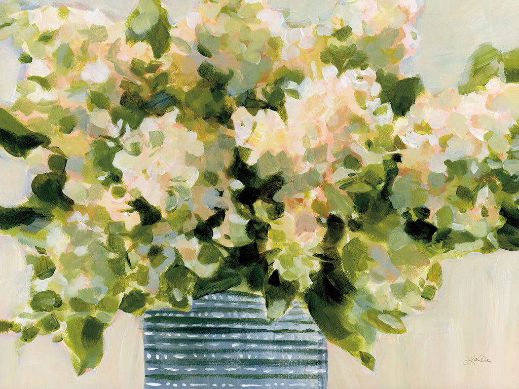 Reproduction of Hydrangeas in Vase by Katrina Pete - Wall Decor Art