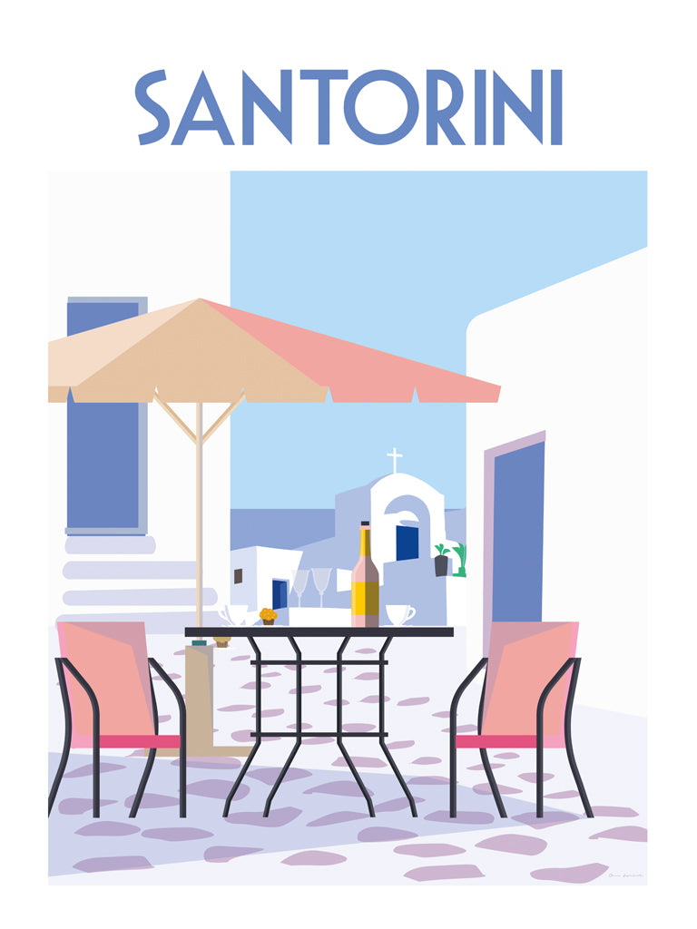 Reproduction of Santorini Poster I by Omar Escalante - Wall Decor Art