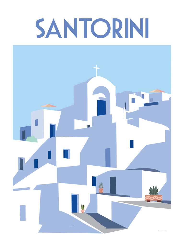 Reproduction of Santorini Poster III by Omar Escalante - Wall Decor Art