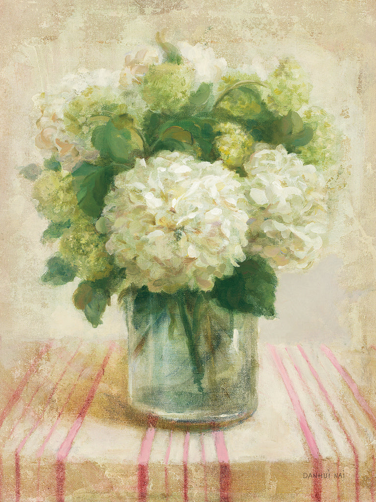 Reproduction of Cottage Hydrangeas in White by Danhui Nai - Wall Decor Art
