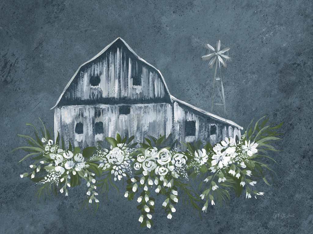Reproduction of Adorned Barn Sketch Denim by Yvette St. Amant - Wall Decor Art