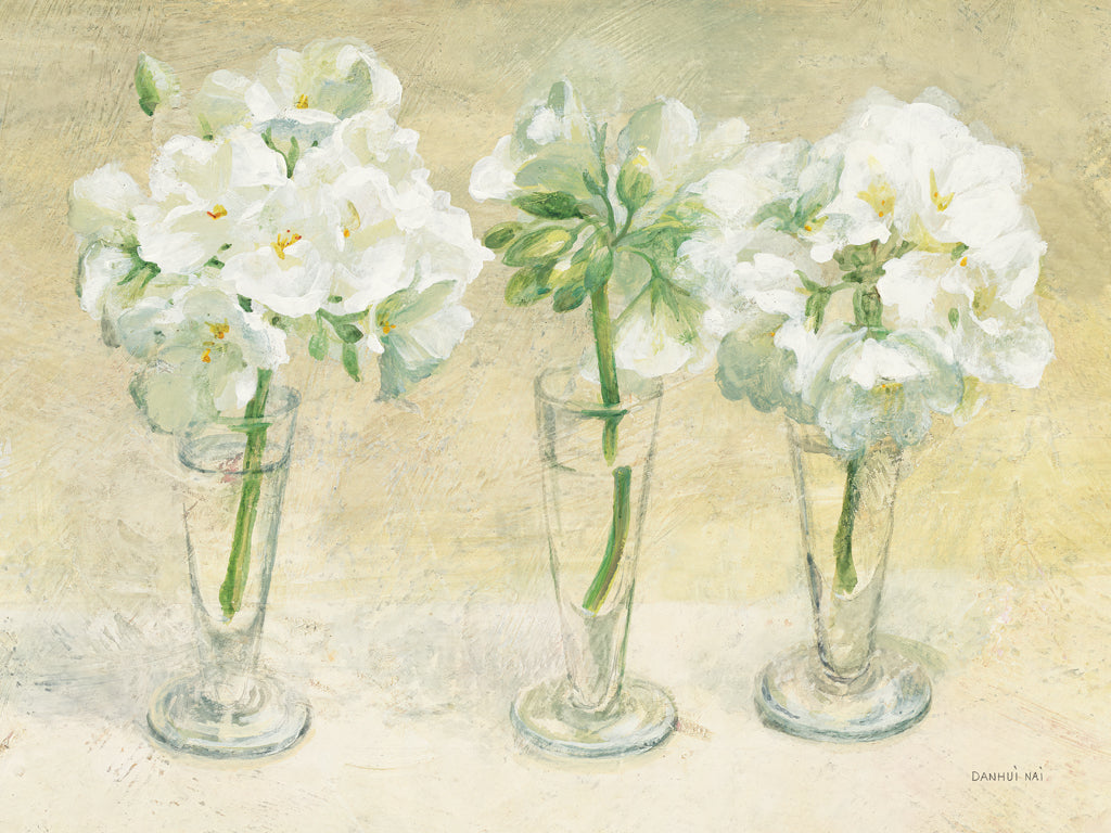 Reproduction of Geraniums in Glasses II by Danhui Nai - Wall Decor Art