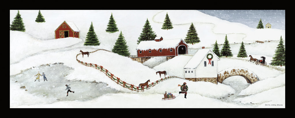 Reproduction of Christmas Valley Bridge Black Border by David Carter Brown - Wall Decor Art