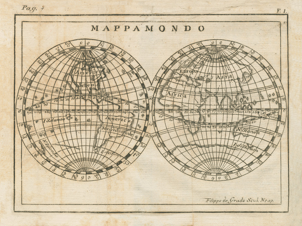 Reproduction of Mappamondo by Wild Apple Portfolio - Wall Decor Art