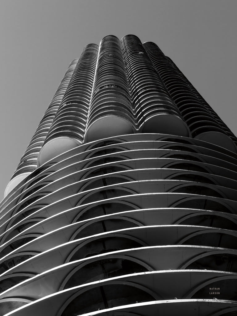Reproduction of Chicago Skyline Marina City III BW by Nathan Larson - Wall Decor Art