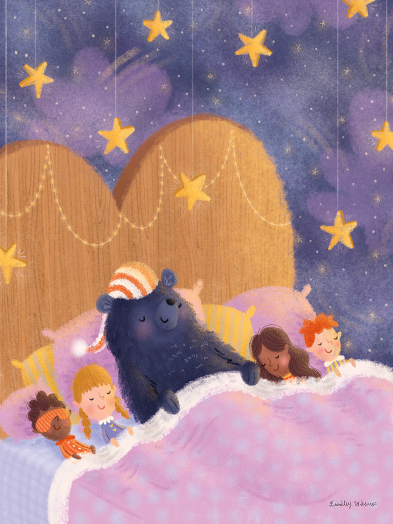 Reproduction of Cozy Bear by Lindley Wiesner - Wall Decor Art