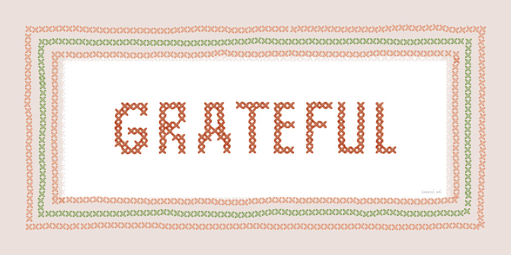 Reproduction of Grateful Cross Stitch by Danhui Nai - Wall Decor Art