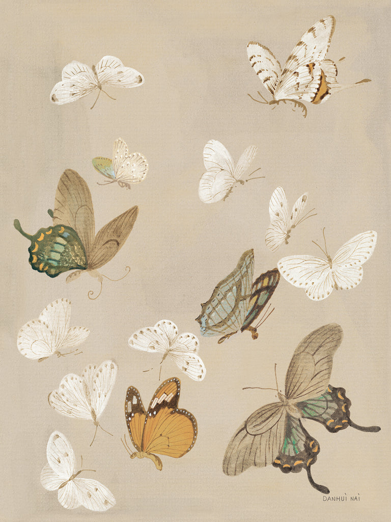 Reproduction of Chrysanthemum Butterflies v2 by Danhui Nai - Wall Decor Art