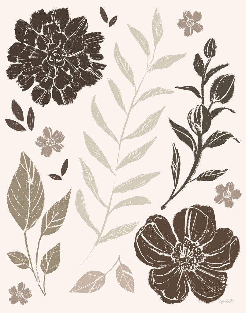 Reproduction of Flower Feast I Brown v2 by Anne Tavoletti - Wall Decor Art