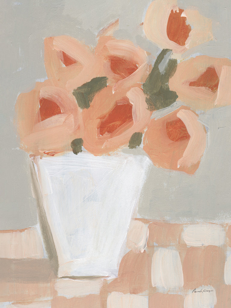 Reproduction of Floral on Checks by Pamela Munger - Wall Decor Art