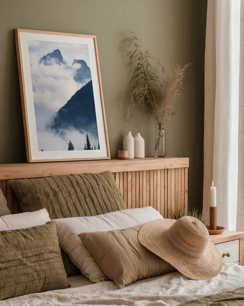 Mountain Fog by Alan Majchrowicz. shown as a paper print in a natural frame. Available as a archival giclee rolled canvas, fine art paper, or poster print. SKU 77221h.