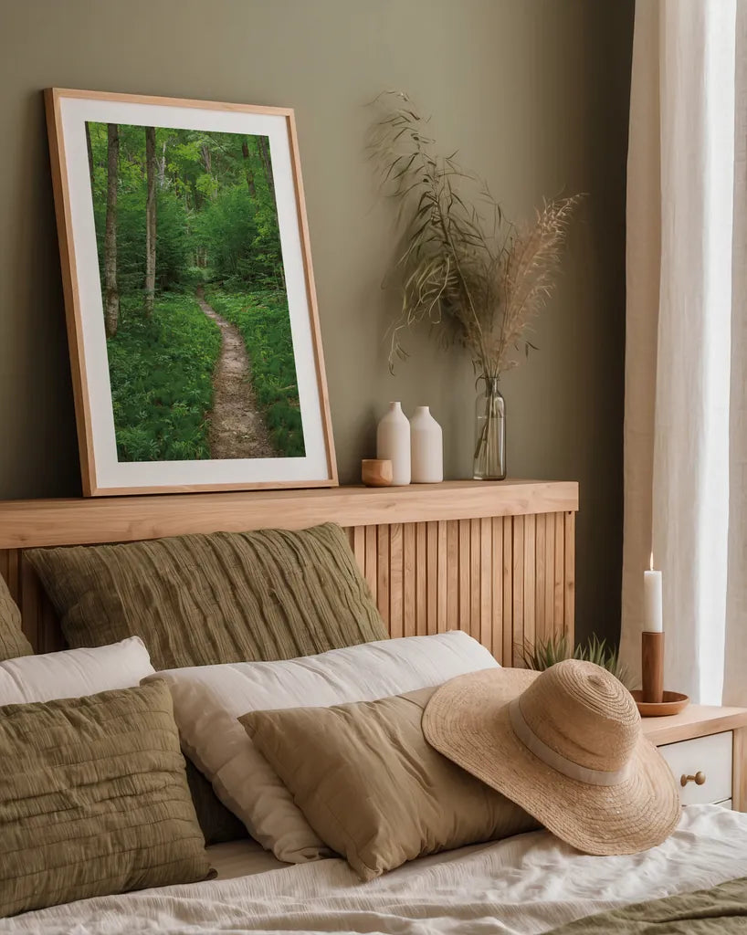 North Country Trail by Alan Majchrowicz. shown as a paper print in a natural frame. Available as a archival giclee rolled canvas, fine art paper, or poster print. SKU 62466h.