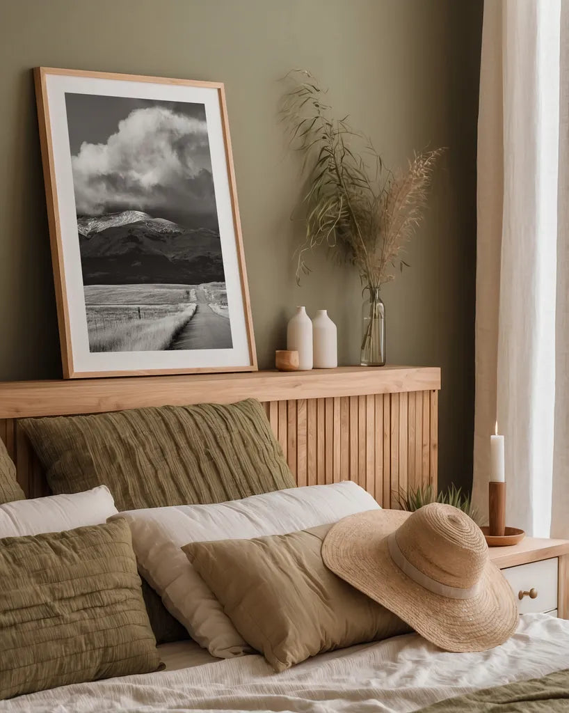 Western Roads by Alan Majchrowicz. shown as a paper print in a natural frame. Available as a archival giclee rolled canvas, fine art paper, or poster print. SKU 43071h.