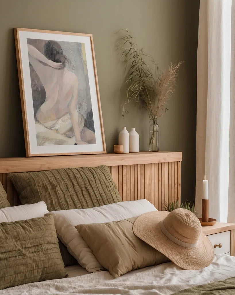 After the Bath I Crop by Albena Hristova. shown as a paper print in a natural frame. Available as a archival giclee rolled canvas, fine art paper, or poster print. SKU 23813h.