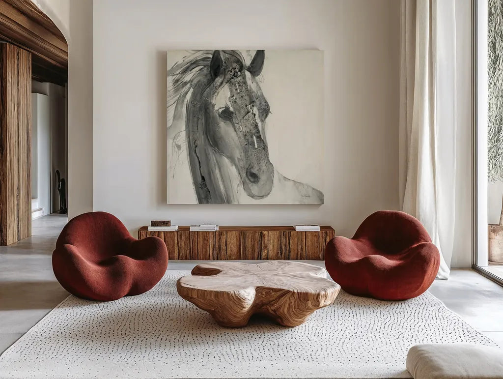 In the Wind I by Albena Hristova. Shown as extra-large giant wall art in a modern living room. Available as an archival giclee rolled canvas, fine art paper, or poster print. SKU 38268a.